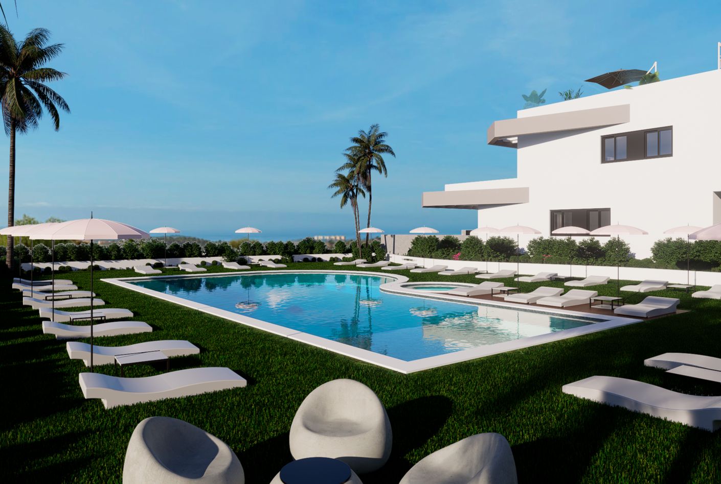Finestrat: Villa pareada nueva con gran terraza y vistas al mar