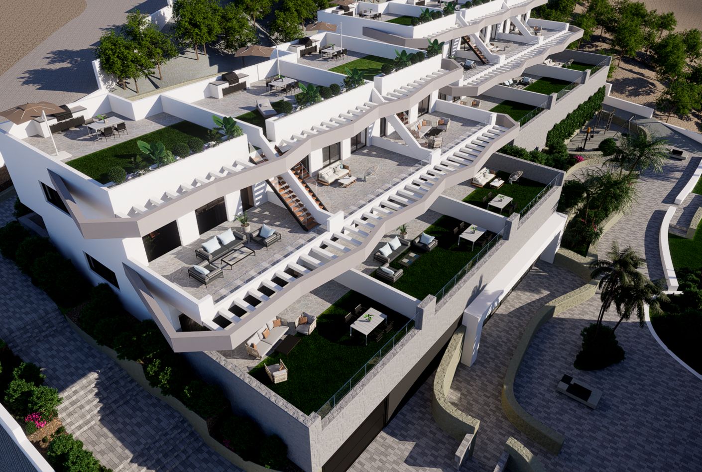 Finestrat: Geschakelde nieuwbouw villa met groot terras en zeezicht
