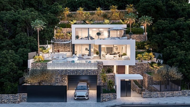 Calpe: Moderne en luxueuze nieuwbouw villa met een fenomenaal zicht op de Peñon d'Ifach en de zee