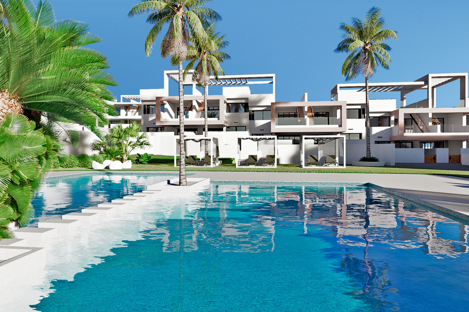 Finestrat: Moderne, neu gebaute Doppelhaushälfte mit privatem Pool