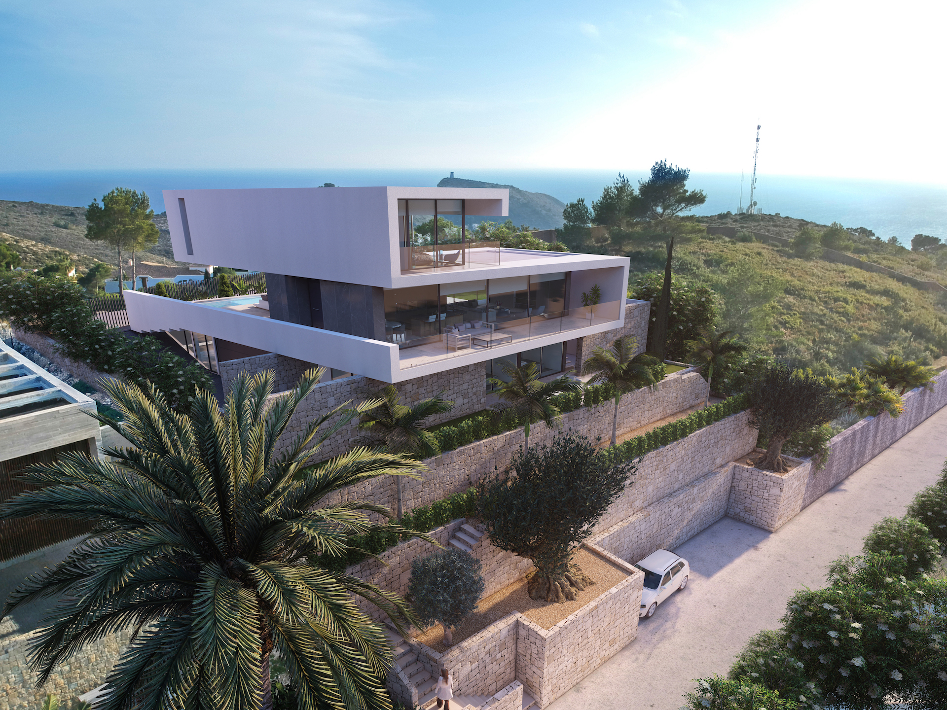 Moraira: Luxuriöse High-Tech-Neubauvilla mit Panoramablick